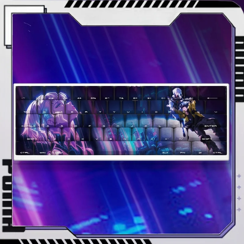 Lucy Theme Keycaps 130 Keys Side Engraved Light-Transmitting Pbt Material Thermal Sublimation Process Mechanical Keyboard Keycap