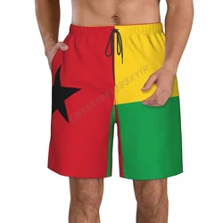 Summer Men's Guinea-Bissau Flag Beach Pants Shorts Surfing M-2XL Polyester Swimwear Running