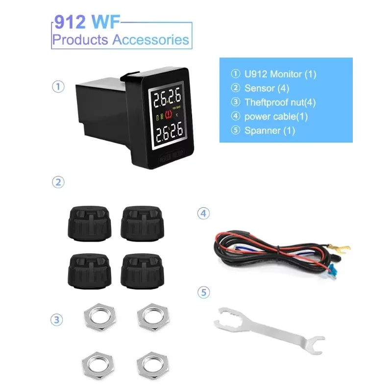 NEW In Stock CAREUD U912 for Toyota Wireless Tire Pressure Indicator 4X External Sensor Tyre Pressure Monitoring Systemm TPMS