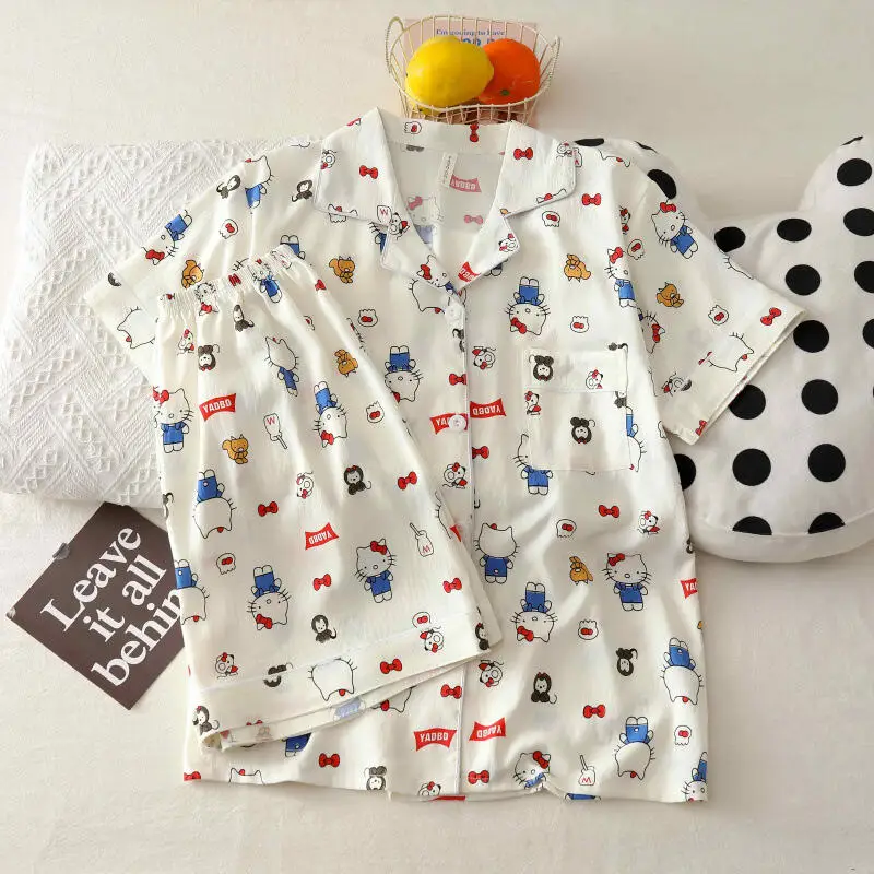 

Hello Kitty Women's Cartoon Pajama Set - Long Sleeve Loungewear for Spring/fall, Cozy Home & Outdoor Wear