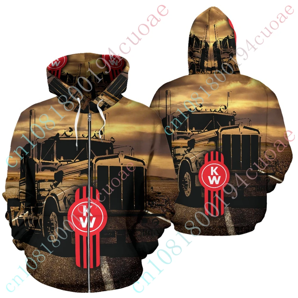 Kenworth Oversize Zip Hoodies Casual Sweatshirt Unisex Clothing Harajuku Pullover Top Anime Hoodies For Men Women Custom Logo