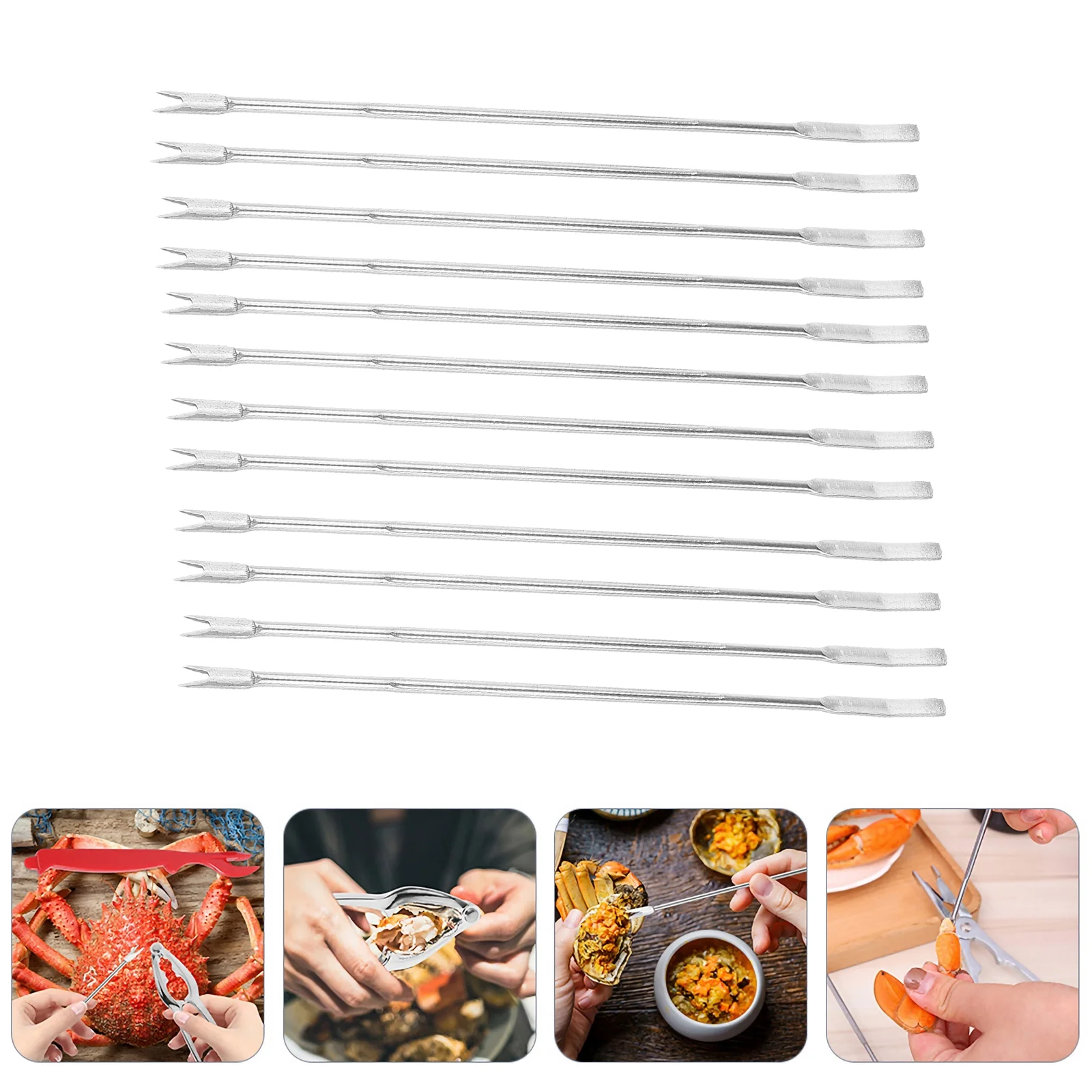 

12PCS Reusable Stainless Steel Shellfish Seafood Forks Nut Picks Seafood Tools crab fork lobster forks