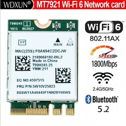 Wi-Fi 6   MT7921 wifi 6 1800M Bluetooth 5.2 wireless WIFI network card NGFF m.2 support windows10 / 11 MT7921k