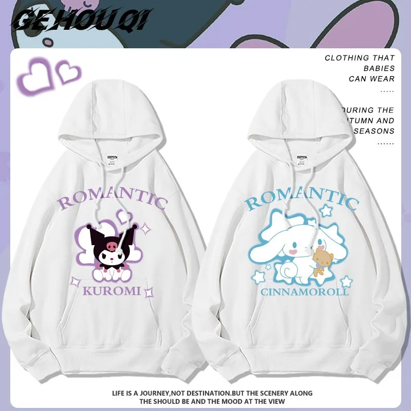 

Sanrio Co-branded Hoodie Female Autumn Loose Coat Laurel Dog Kullomi Printed Girl Melody Clothes Autumn