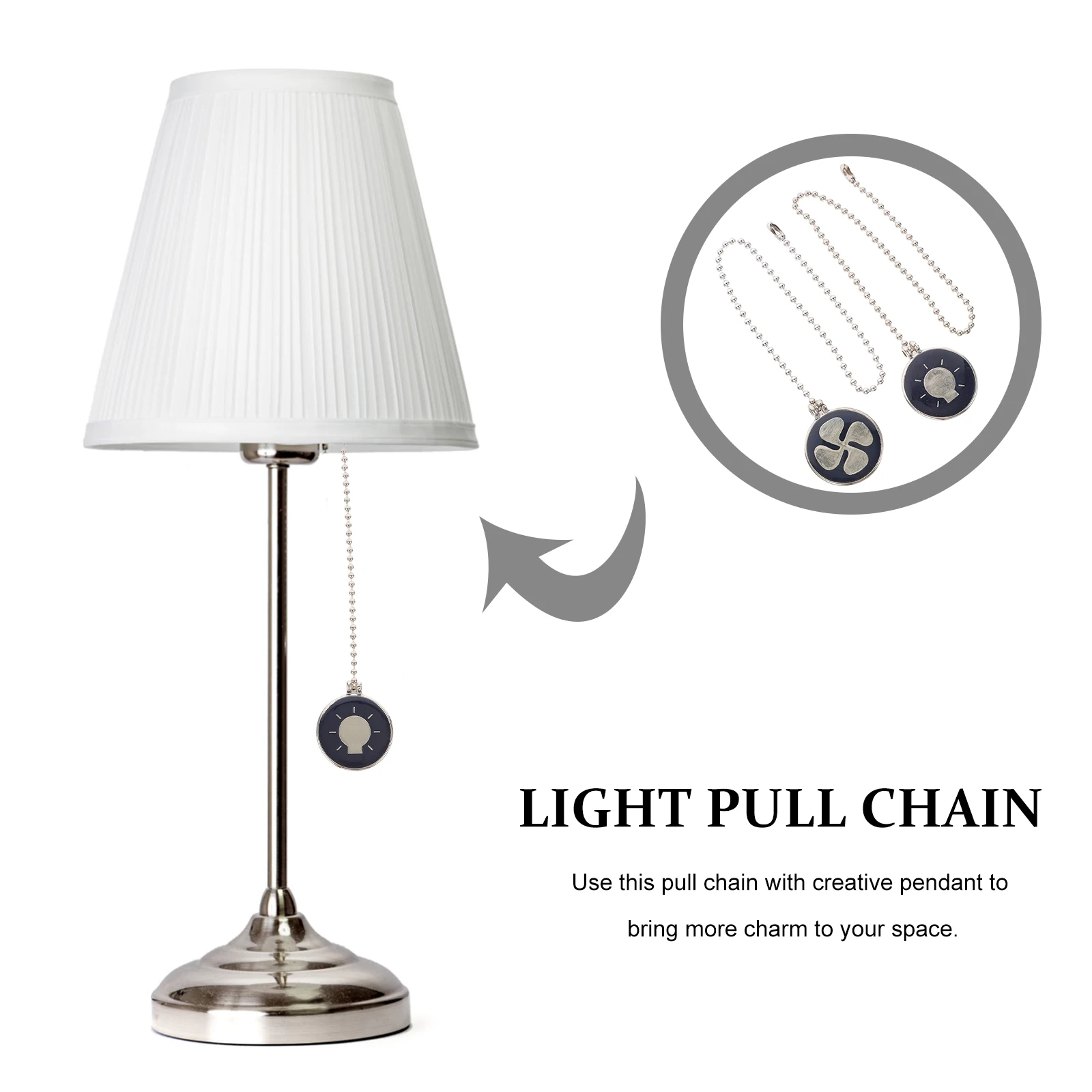 

2Pcs Ceiling Fan Pull Chain Metal Extension Creative Pendant for Bedroom Living Room Hallway Decorative Fan Chain Extender