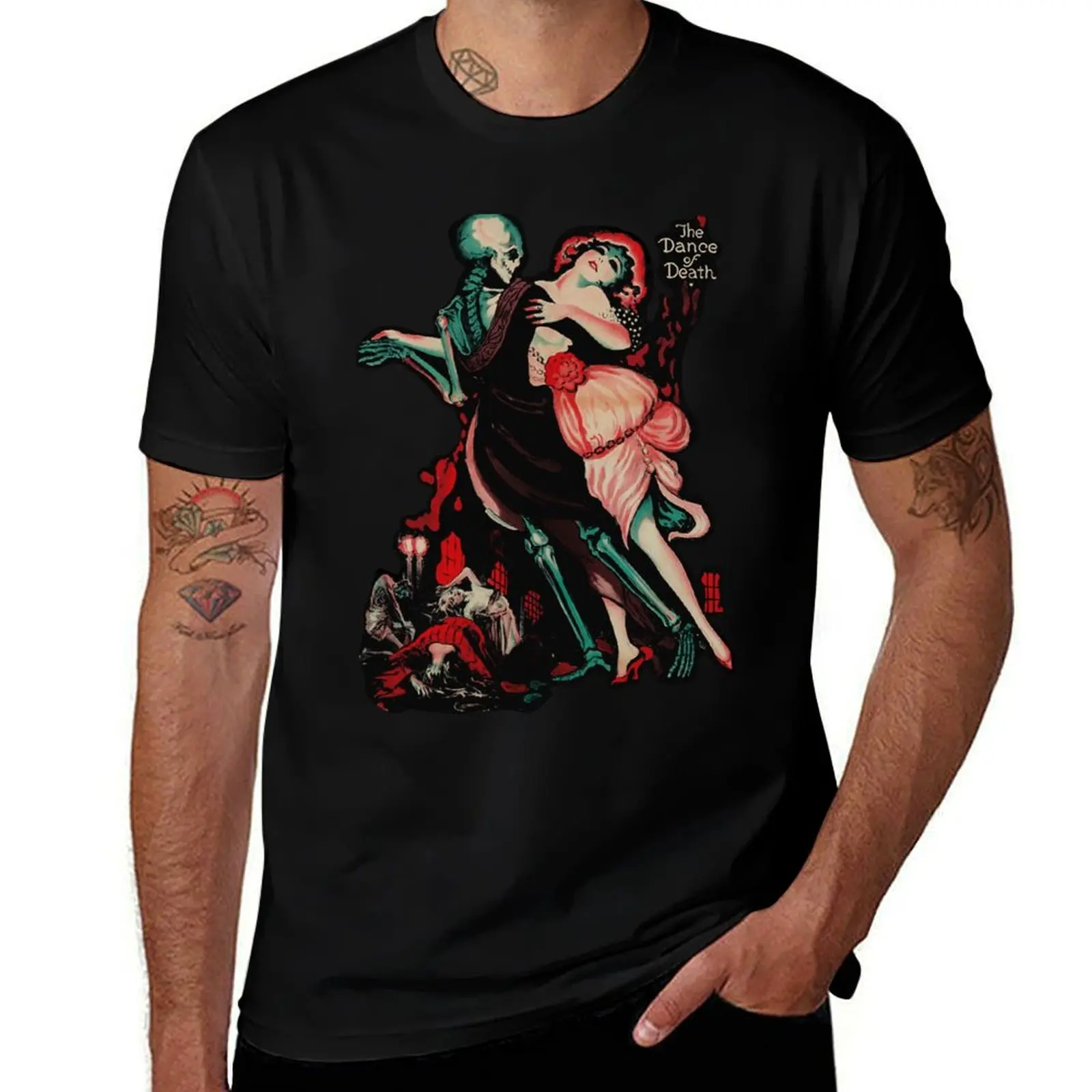 Totentanz- The Dance of Death T-Shirt Retro Style Print Casual Top