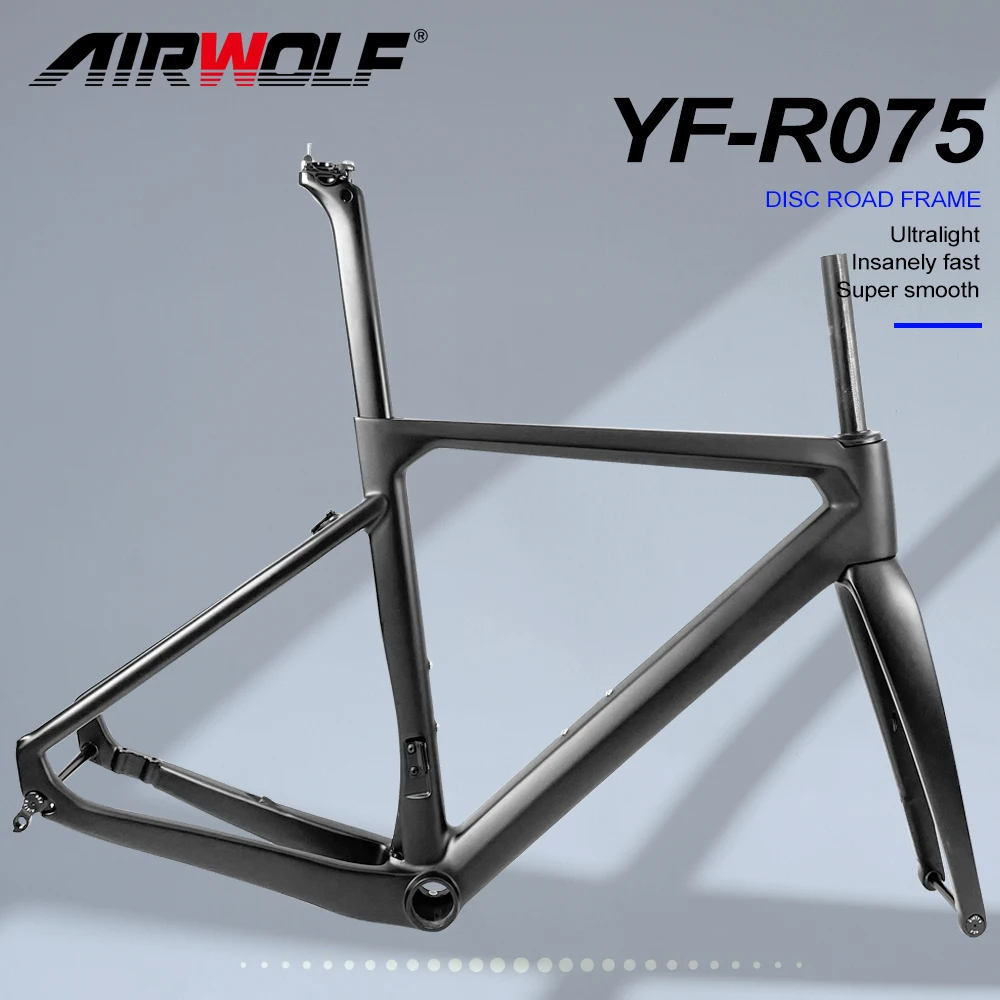 Airwolf Carbon Road Frame Disc Brake Road Bike Frameset BB386 700C*28C Full Inner Cable Routing Carbon Road Bike Frames 12x142mm