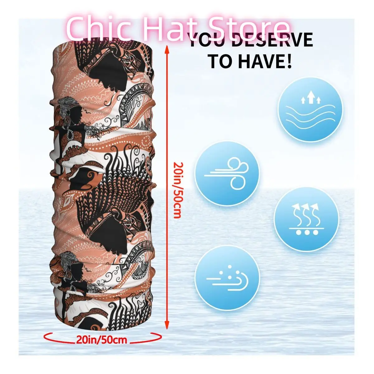 المرأة الأفريقية باندانا غطاء الرقبة التفاف وشاح بالاكلافا الدراجات للجنسين الكبار تنفس #2