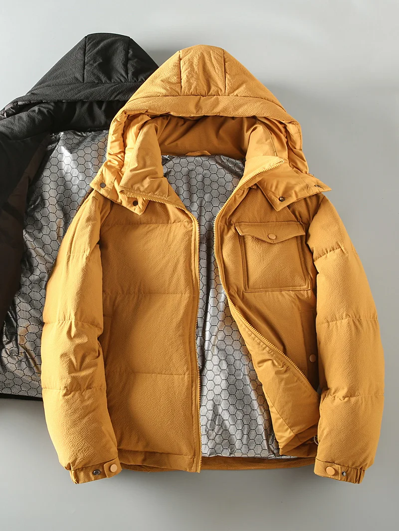 

Рекомендуемая теплая зимняя мужская утолщенная повседневная пуховая куртка с капюшоном Aphene Heating High Loosen Anti-Cold