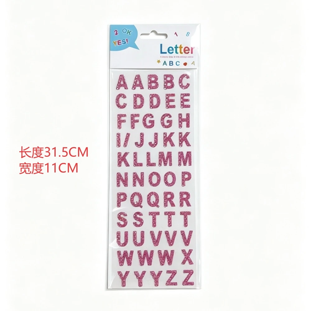 Colorful English Letter Glitter Diamond Stickers, Fine Glitter Character Decoration Stickers, Handmade Decoration Materials, Rhinestone Name Stickers