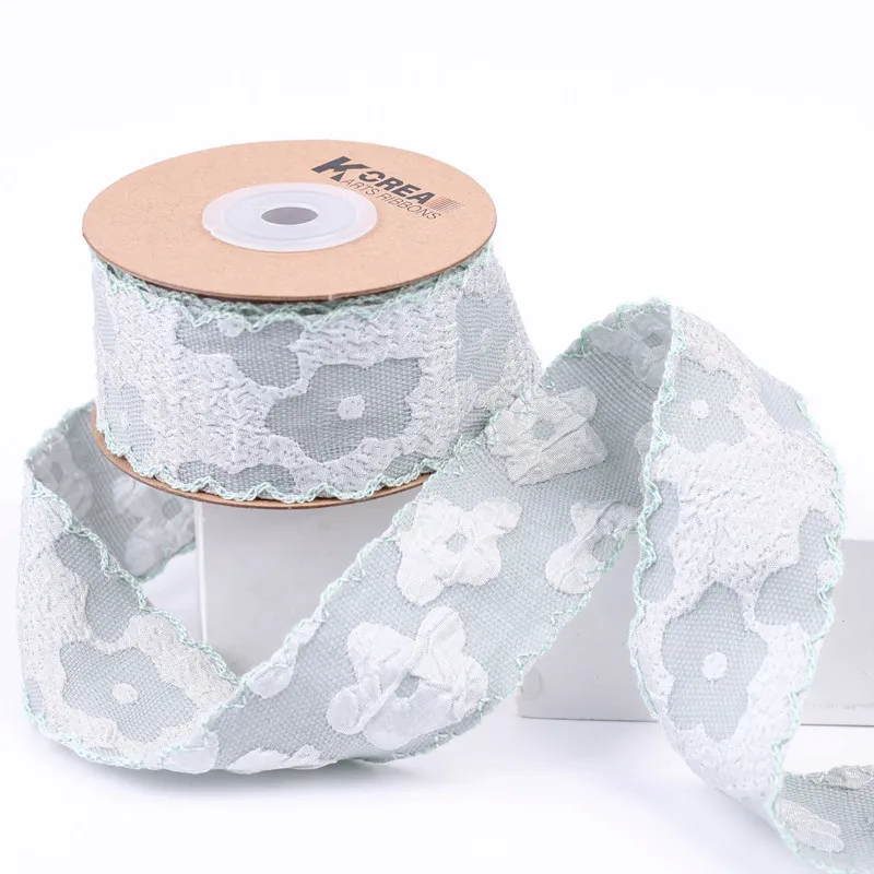 2 Yards/2.5/4cm Wavy Edge Three-dimensional Lace Small Floral Webbing DIY Bow Hair Accessories Lace Fabric Embroidery Ribbon