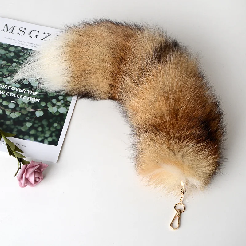 Cute Animal Tail Keychain Personalized Fox Fur Pendant Key Chain Bags Charm Keys Holder Keyring Gift for Women Girl