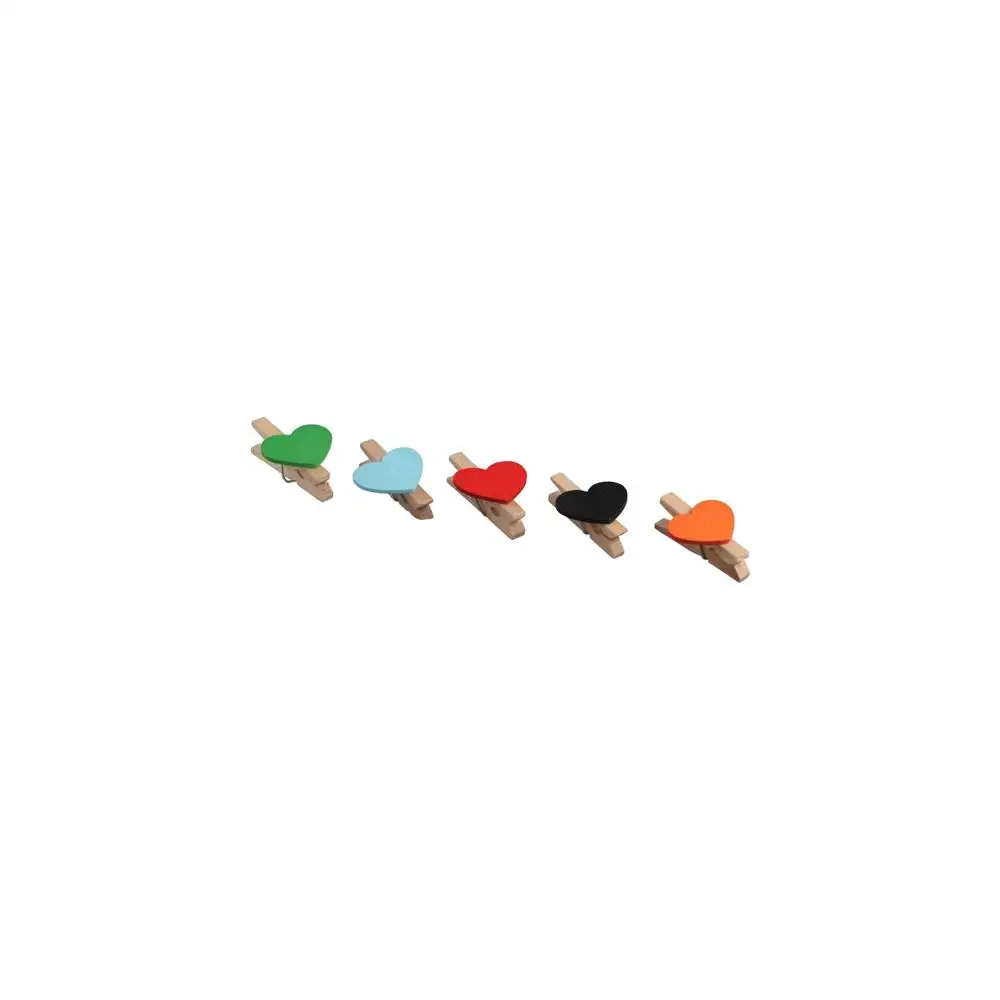 Bachelorette Romantic Party Decoration Papers Heart Shape DIY Photo Clip Wood Clips Clothespins Clothes Pegs