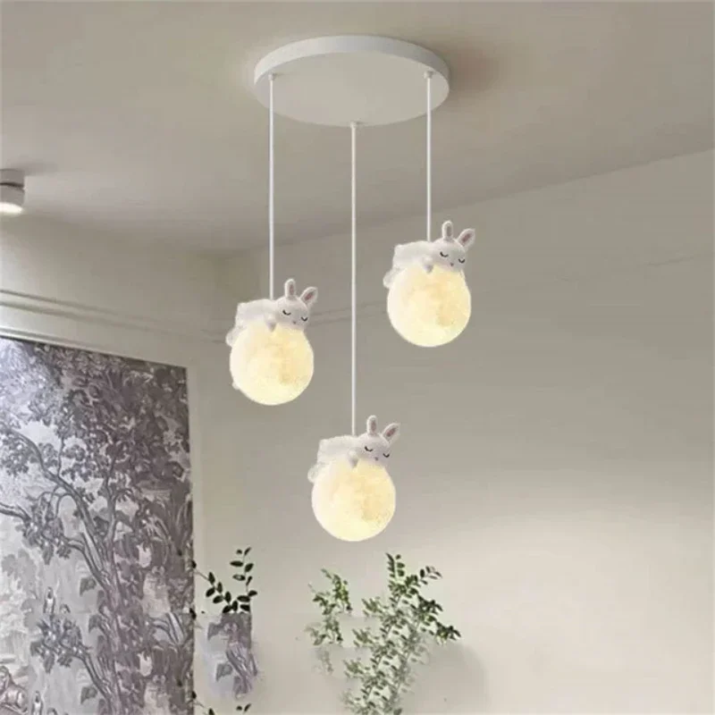 Modern Minimalist LED Chandelier Children\'s Rooms Bedrooms Bedside Aisles Balconies Pendant Lamp Creative Study Bear Decor Light