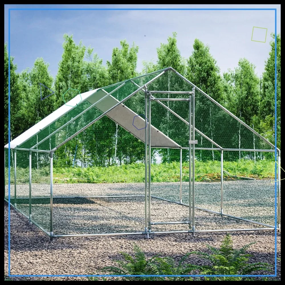 

Large Walk-in Metal Chicken Coop with Waterproof UV Cover, Poultry Cage for Yard, Duck Rabbit Dog House Outdoor