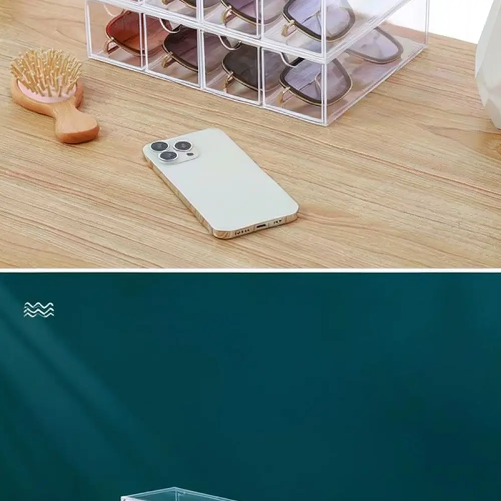 Stackable Desktop Drawer Storage Case Clear Acrylic Eyewear Display Organizer For Jewelry Stationery Cosmetic