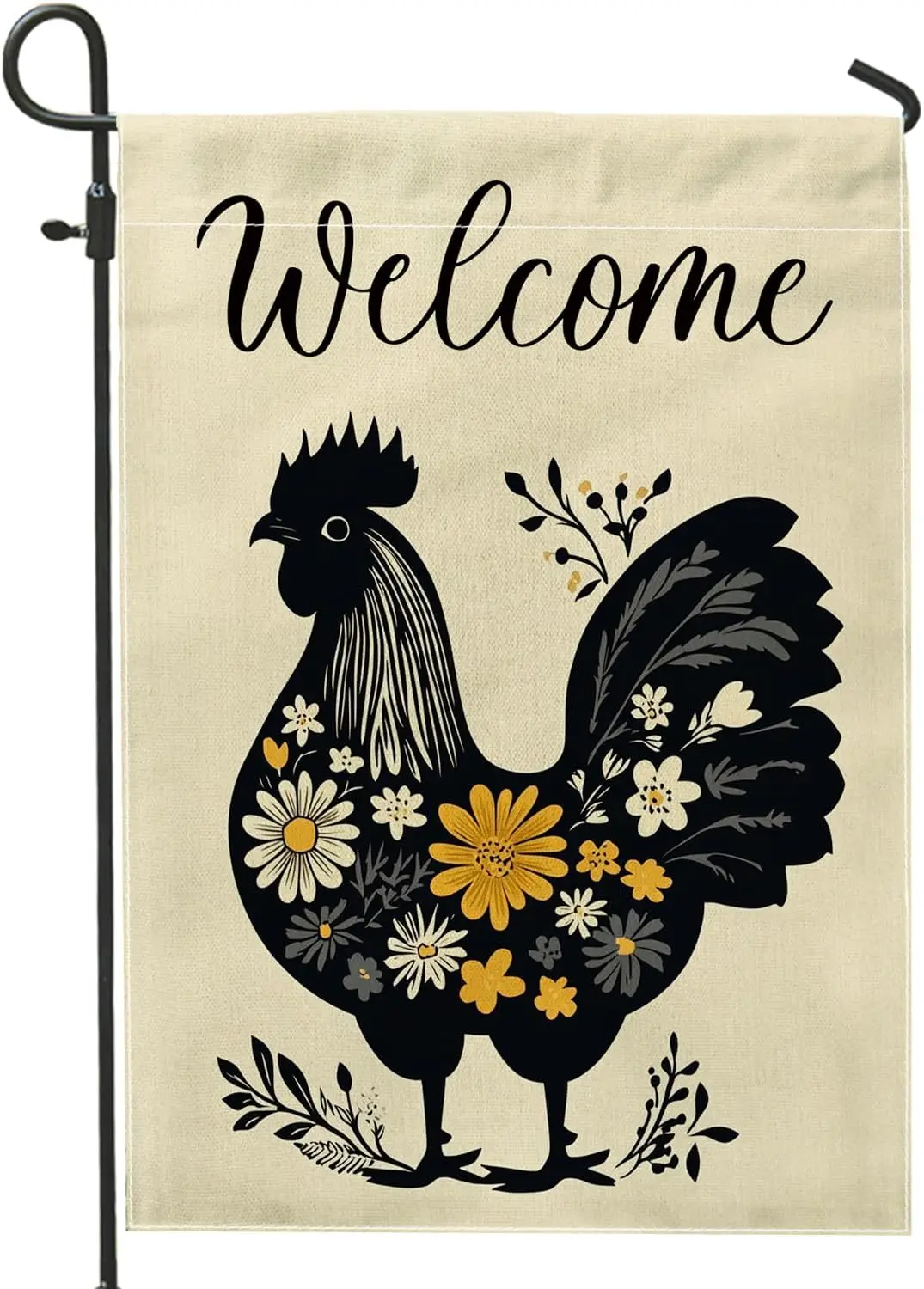 Spring Unique Chickens Front Yard Backyard Burlap Garden Flags Garden Flags 12x18 Double Sided for Outside, Cool Floral Flow hhz