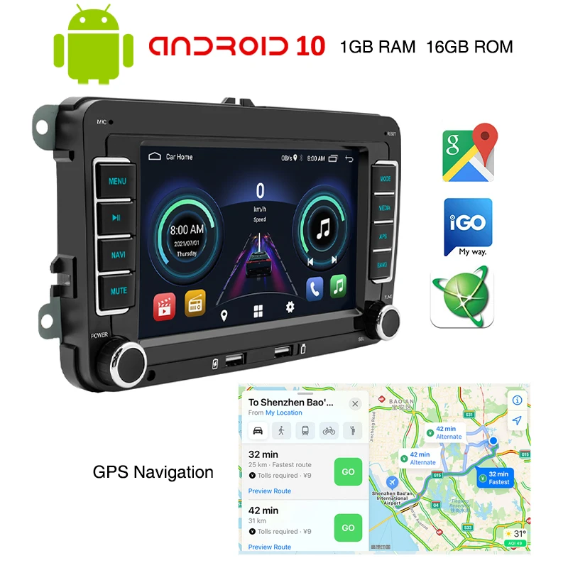 2 Din Car Android Wireless Carplay Bluetooth Handsfree Android-Auto RDS GPS Radio for Volkswagen Golf Mk5 Mk6 Jetta