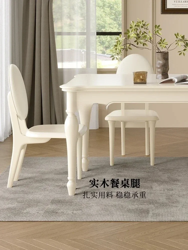 TTWhite Solid Wood, American Style, Rectangular Dining Table And Dining Chair Combination Household French Style