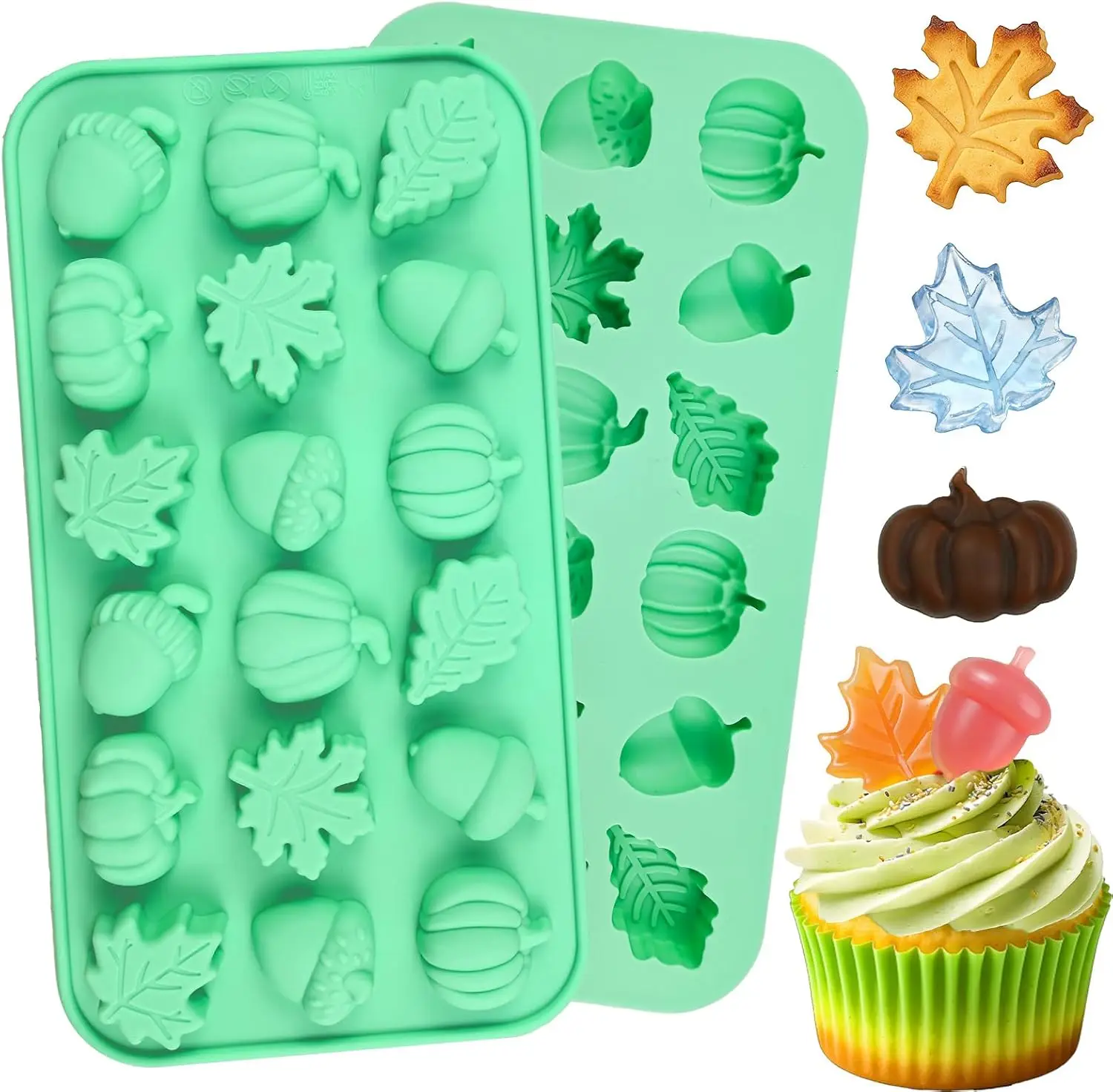 Autumn Harvest Silicone Mold Pumpkin Maple Leaf Acorn Fondant Mould Cake Decorating Chocolate Candy Soap Resin Baking DIY