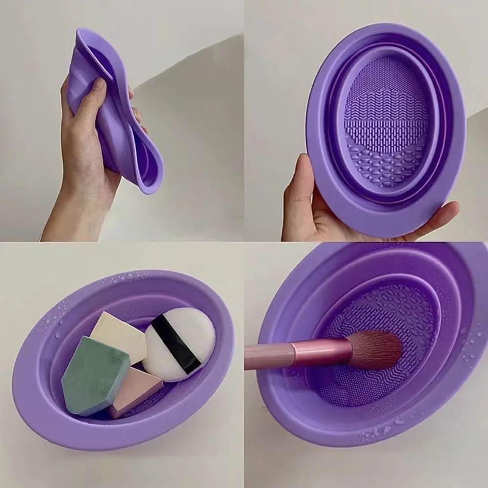Morbidi pennelli per trucco multifunzionali Ciotola per pulizia Tappetino per pulizia in silicone pieghevole Ciotola per detergente per gel da donna
