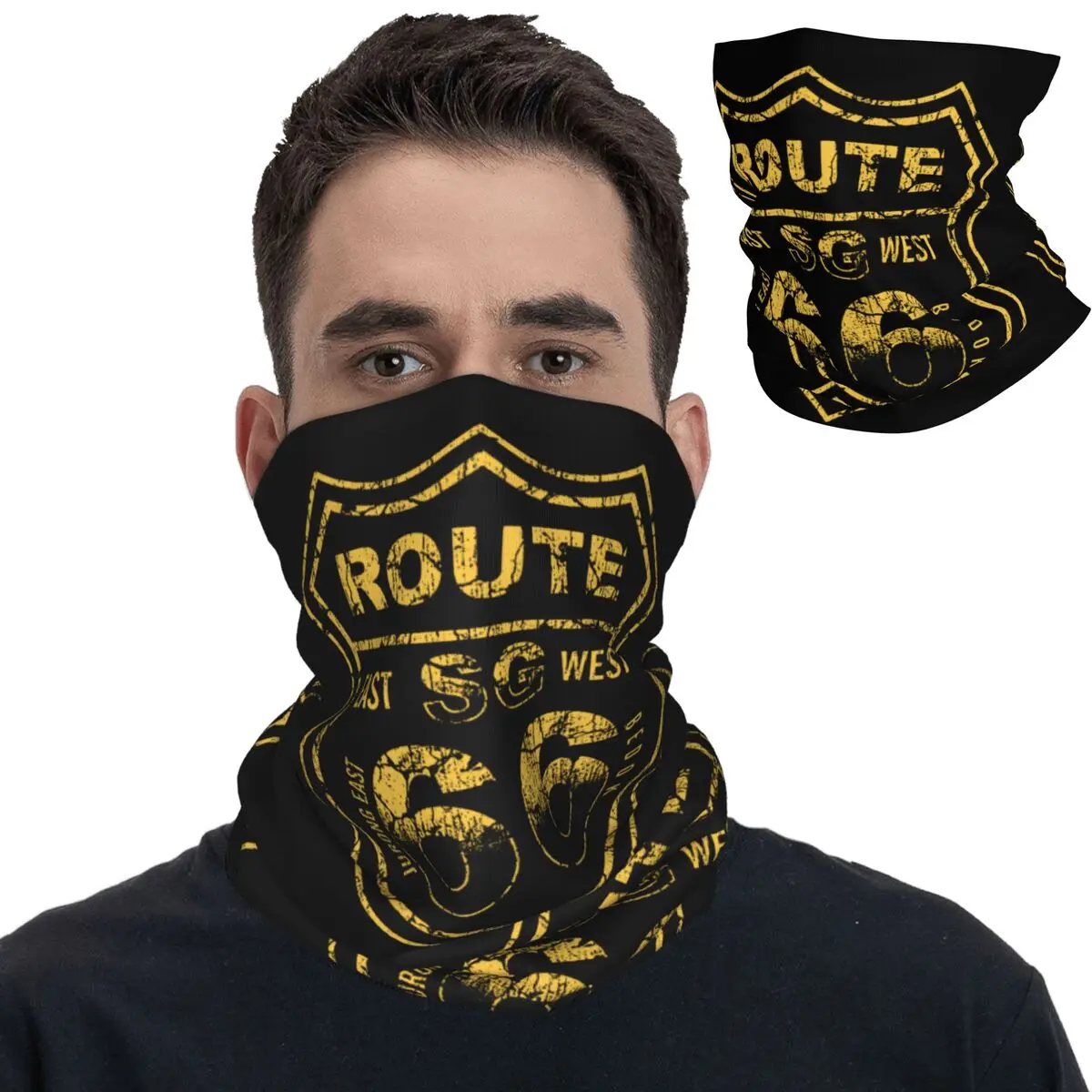 Route 66 SG P142C2 Bandana Neck Gaiter  Mother Road American Classic Retro Wrap Scarf Multifunctional Headband Hiking Adult