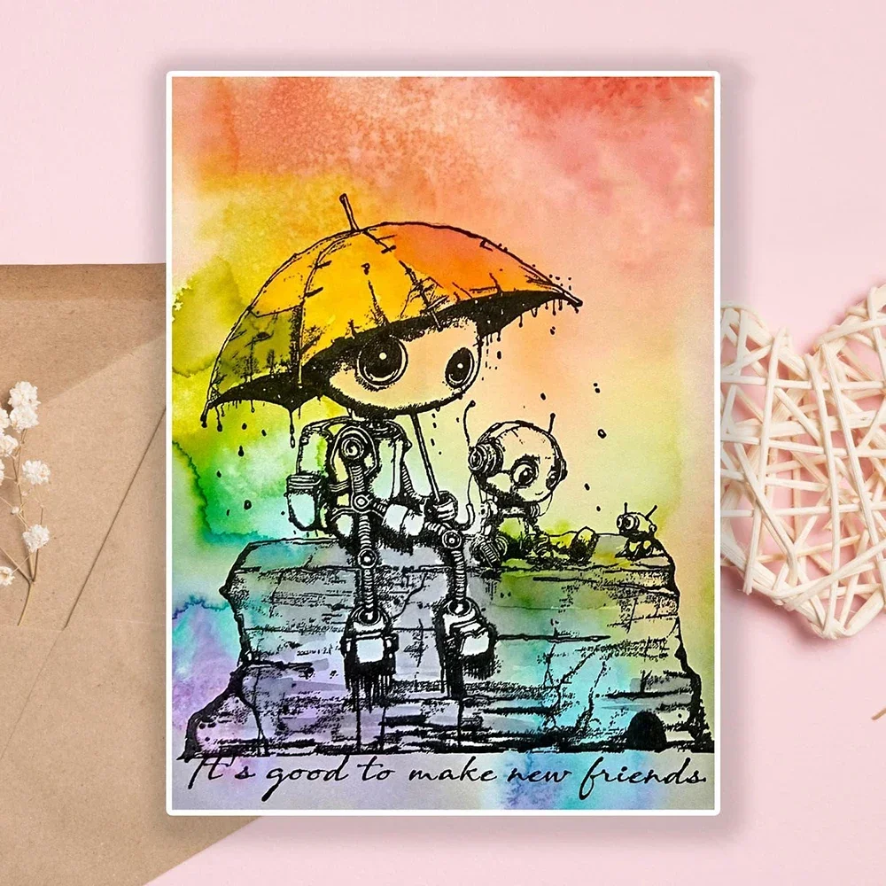 Time Together Robot Series Clear Stamp Wash Your Worries Away Little Kindness Stamp For DIY Scrapbooking Paper Craft Card Making