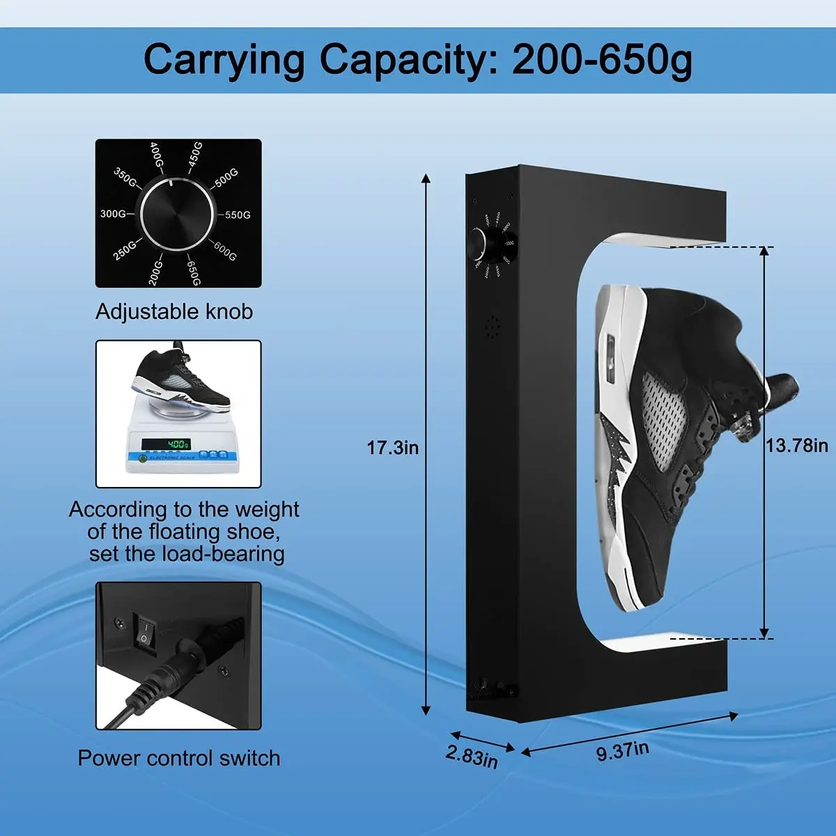 7 Colors Magnetic Floating Shoe Display Stand Levitation Sneaker Holder With LED Light for Advertising Store levitating