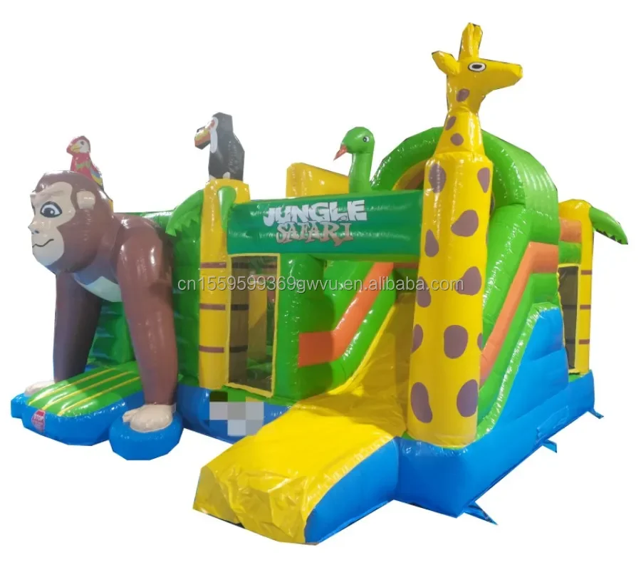 Big PVC Outdoor Inflatable Playground Slide with Monkey Theme for Kids' Entertainment on Inflatable Castles