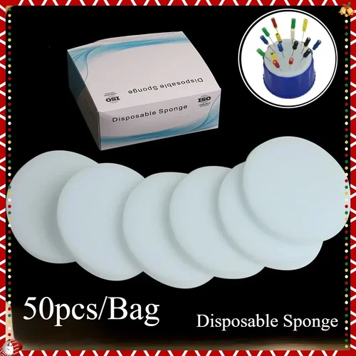 Imagen 2 del producto 50 unids/caja limpieza Dental almohadilla de esponja Oral desechable suave Dental Endo archivos limpieza raíz Canal mesa herramienta de dentista Accesorios