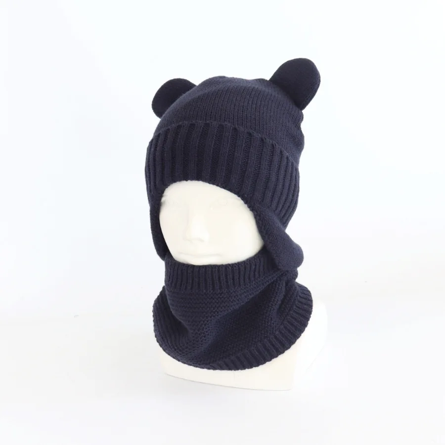 Set Topi Syal Anak Laki-laki Perempuan Bayi Musim Dingin Beanie Rajut Topi Musim Gugur Aksesori Lembut Hangat Untuk Anak-anak Cuaca Dingin Luar Ruangan