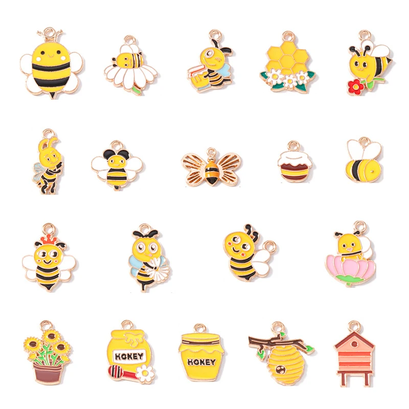 Tusember 20pcs Enamel Cartoon Bee Pendants Cute Honey Bee Charms for Necklaces Earrings Bracelets Jewelry Making Craft - view 6