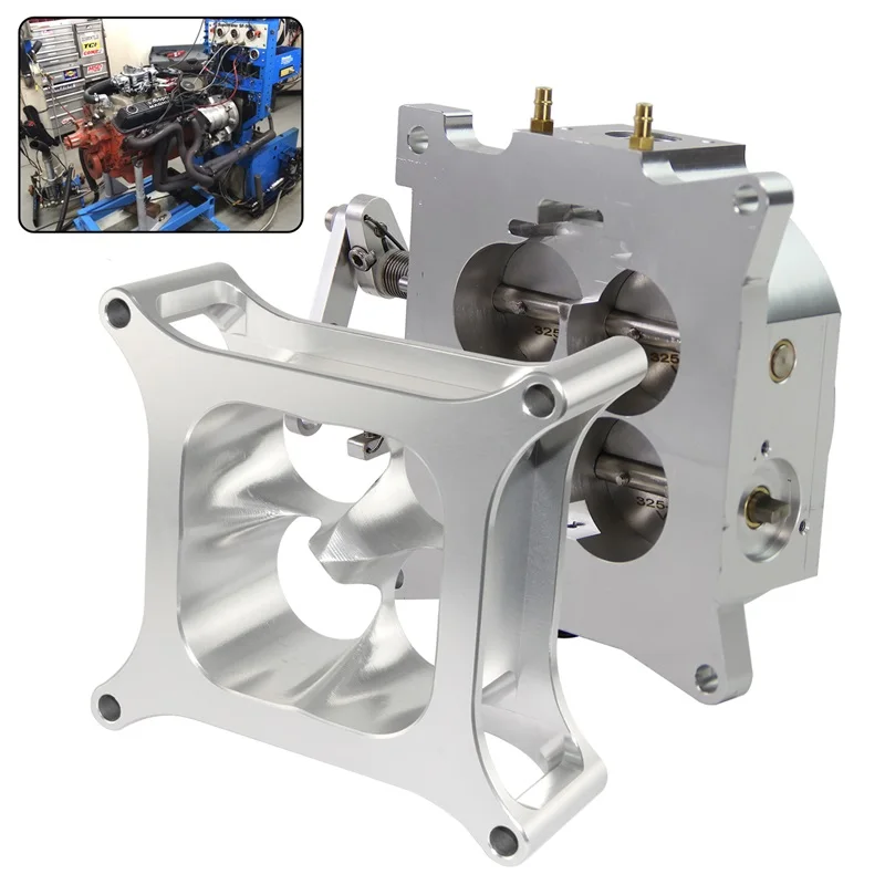 1000CFM 4150 شفة المكربن خنق الجسم 1.75 "الأساسية 4 برميل ث/2" فاصل CNC لشيفي جنرال موتورز شيفروليه فورد 302 SBC الألومنيوم