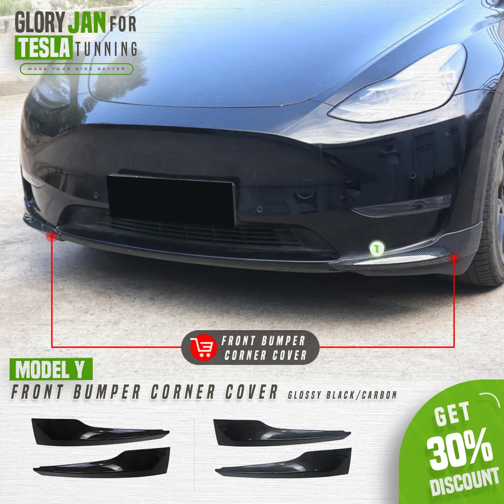 

Front Bumper Corner Protector for Tesla Model Y 2018-2024 Anti Collision Strips Corner Guard Trim Bumper Lip Auto Accessories