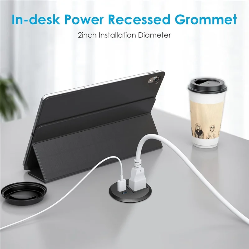 

Desktop Power Grommet,2 Inch, Desk Hole Recessed Power Outlet, USB C PD 20W Fast Charging Station