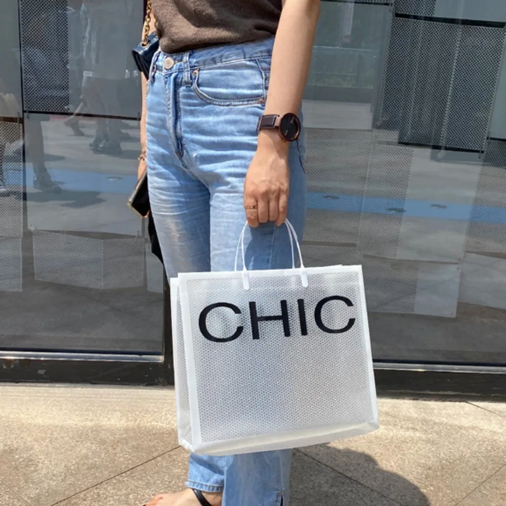 

Hot Sale Waterproof Shoulder Bag PVC Large Capacity Handbag Transparent Shopping Tote Bag Outdoor