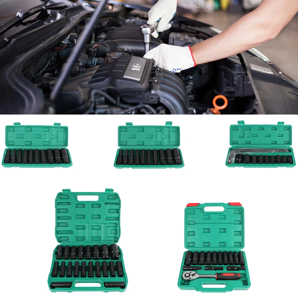 

Car Repair Tools 38mm/78mm Length Extender Ratchet Torque Socket 10/14/20Pcs Hexagonal Socket Set Removal Tools 1/2Inch Drive