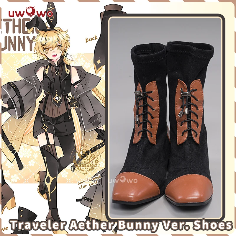 

UWOWO Genshin Impact Shoes Aether Bunny Suit Canon Outfit Cosplay Shoes Traveler Kong Shoes