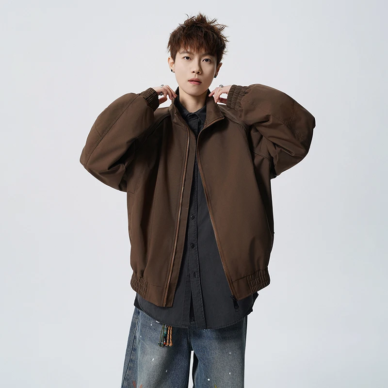 Men's Outdoor Three Proof Jacket, Loose Casual Windproof Baseball Jacket Spring and Autumn Fashion Trend Versatile Urban Top