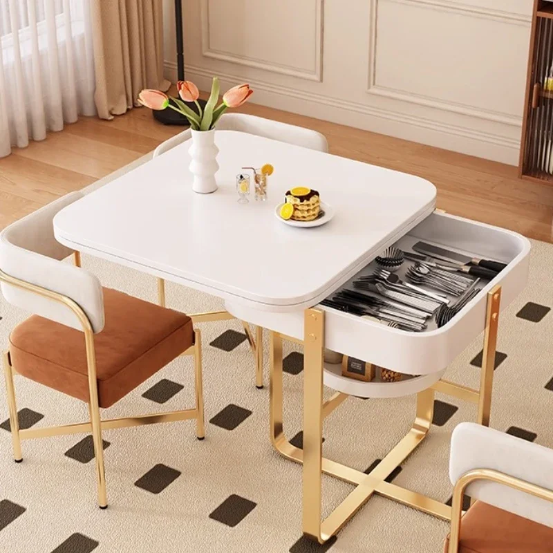 

z Простой белый обеденный стол, водонепроницаемый складной стул, дизайн гостиной, обеденный стол, современное хранилище Mesas, домашняя мебель z