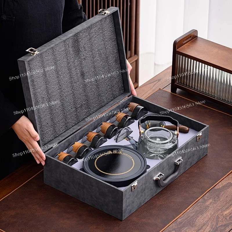 Custom LOGO Electric Ceramic Stove Tea Pot Set, Kung Fu Tea Set for Home & Office, Perfect for Business Gifting