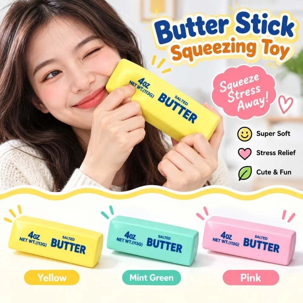Realistic Butter Stick Squeezing Plasticity Non Rebound Butter Stick Squishy Super Soft Elastic Butter Stick Pinch for Adults