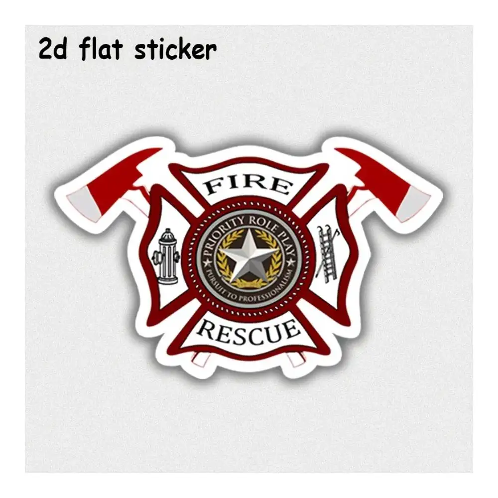 Fire Rescue Role Play Badge Waterproof Decal For Laptops, Cars, Motorcycles, Water Bottles & Smooth Surfaces