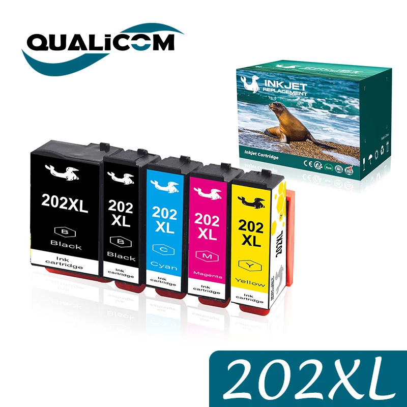 Cartucho de tinta Compatible con Qualicom 202XL T02G1 T02H1 1SET 5PSC para Epson Expression Premium XP6000 XP6005 XP6100 XP6105