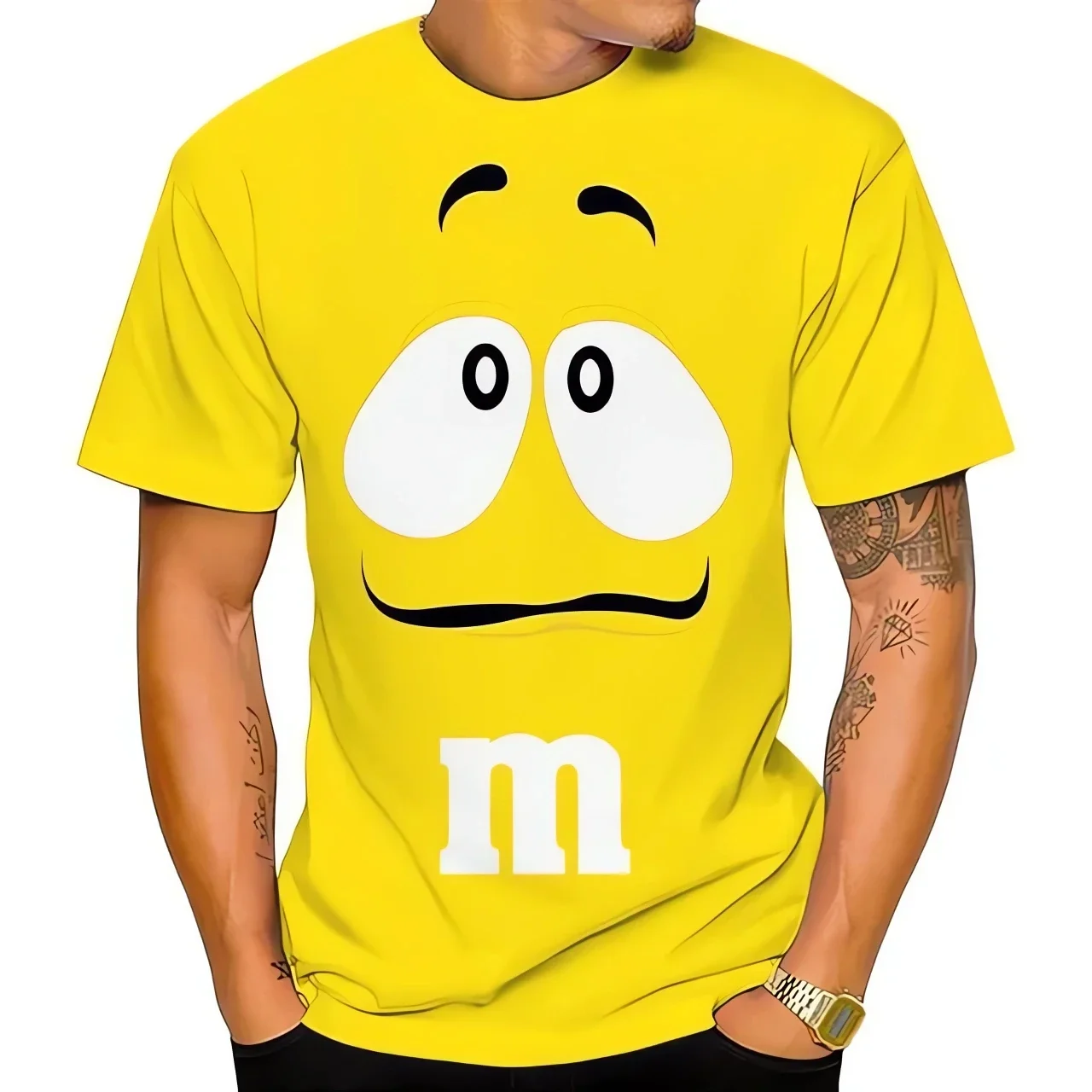 

Summer innovative M&M chocolate bean children's 3D printed men's T-shirt, fun, casual, fashionable, 100-6XL