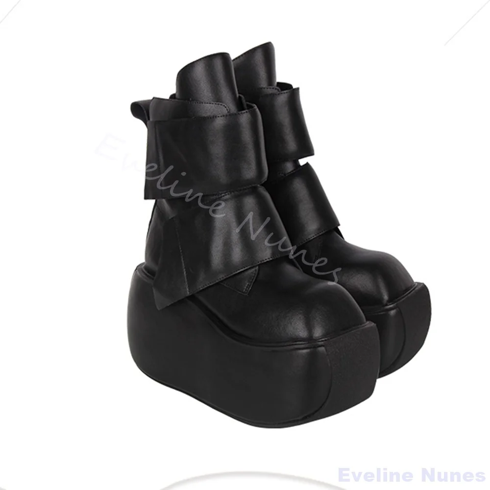 Classico Lolita Punk Stivali a metà polpaccio Piattaforma da donna Punta tonda Slip On Stivali versatili neri 2026 Autunno Stivali corti di nuova moda