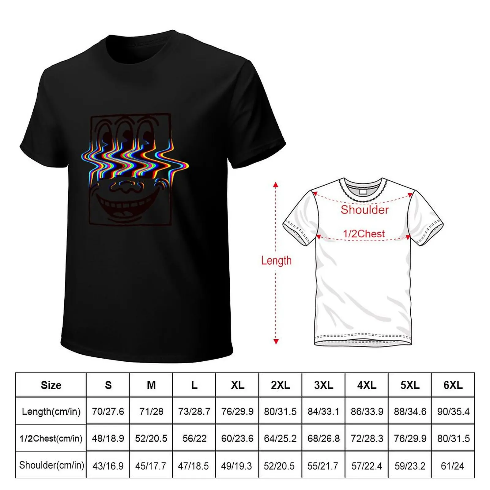 Three Eyed Smiling Face Glitch T-Shirt Daily Work Short Sleeve Top
