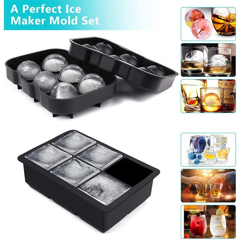 

6-15 Square Ice Cube Mold Food-grade Ice Tray Mold DIY Ice Maker Silicone Skull Ice Cube Round Ice Hockey Mold Kitchen Gadgets