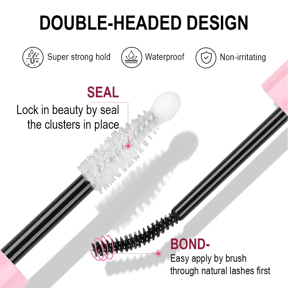 ICONSIGN démaquillant pour cils Bond & Seal Double tête rose Bond & Remover Extension de cils colle fournitures de cils outils de maquillage de beauté