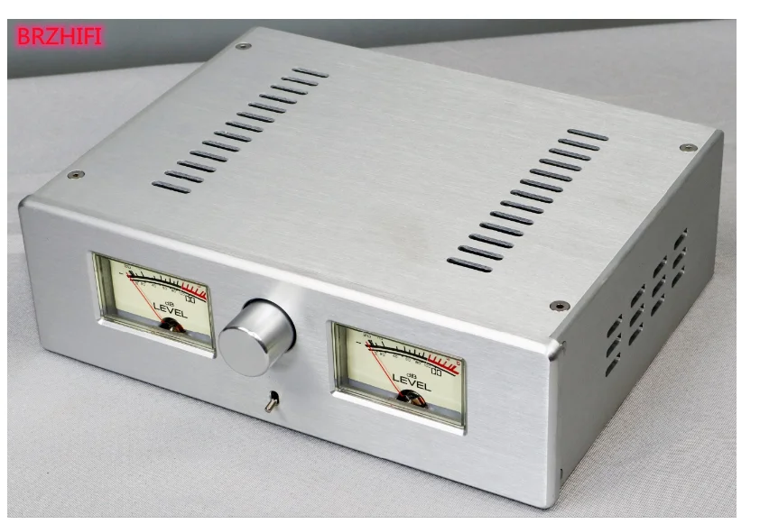 Full Aluminum Audio Amplifier Chassis, Dual VU Meter Preamplifier Enclosure Compatible with 2608